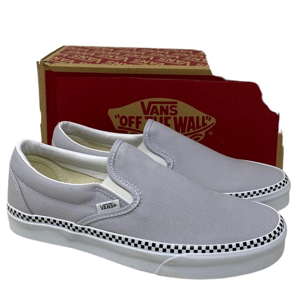 VANS Classic Slip On Check Gray Casual Shoes Canvas Women Size Skate VN000XG8UKX - Picture 2 of 11
